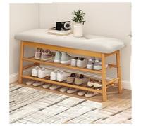 glmjyydslwx Panca Porta Scarpe in bambù con Seduta, Panca Scarpiera da Ingresso a 2 Livelli, Panca con vano portaoggetti, per Soggiorno e Corridoio e Corridoio:70/ 90x27x44CM - Colore Naturale