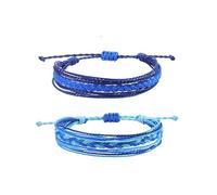 GLMOCM Miglior braccialetto dell'amicizia braccialetto blu per le donne braccialetto farfalla bohemien blu intrecciato braccialetto regolabile fatto a mano braccialetti intrecciati impermeabile