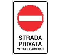 GLOBAL CARTELLO IN LAMIERA SCATOLATA RETTANGOLO 60X40 cm - STRADA PRIVATA VIETATO L'ACCESSO - SEGNALE CATARIFRAGENTE CON CAVALLETTO (Cartello)
