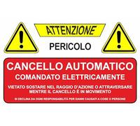 GLOBAL CARTELLO SEGNALETICO - ATTENZIONE CANCELLO AUTOMATICO - Adesivo Extra Resistente, Pannello in Forex, Pannello In Alluminio (10x15 CM, Alluminio)