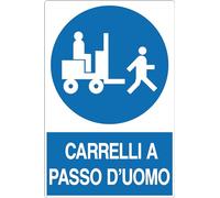 GLOBAL CARTELLO SEGNALETICO - CARRELLI A PASSO D'UOMO - Adesivo Extra Resistente, Pannello in Forex, Pannello In Alluminio (20x31 cm, Plastica)