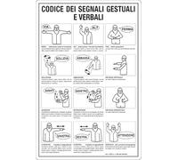 GLOBAL CARTELLO SEGNALETICO - CODICE DEI SEGNALI GESTUALI E VERBALI - Adesivo Extra Resistente, Pannello in Forex, Pannello In Alluminio (30x42 cm, Plastica)