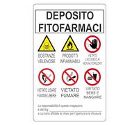 GLOBAL CARTELLO SEGNALETICO - deposito fitofarmaci - Adesivo Extra Resistente, Pannello in Forex, Pannello In Alluminio (20X31 CM, Alluminio)