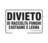 GLOBAL CARTELLO SEGNALETICO - Divieto di raccolta funghi castagne e legna - Segnale Adesivo Resistente, Pannello in Forex, Pannello In Alluminio (Pannello In Plastica, 20x31 cm)