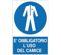 GLOBAL CARTELLO SEGNALETICO - E' OBBLIGATORIO L'USO DEL CAMICE - Adesivo Extra Resistente, Pannello in Forex, Pannello In Alluminio (20x31 cm, Adesivo)