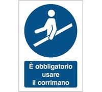 GLOBAL CARTELLO SEGNALETICO - È obbligatorio utilizzare il corrimano - Adesivo Extra Resistente, Pannello in Forex, Pannello In Alluminio (Plastica, 15x10 cm)