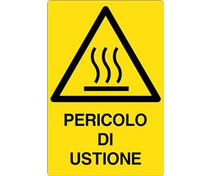 GLOBAL CARTELLO SEGNALETICO - PERICOLO DI USTIONE - Adesivo Extra Resistente, Pannello in Forex, Pannello In Alluminio (10x15 cm, Adesivo)
