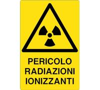 GLOBAL CARTELLO SEGNALETICO - PERICOLO RADIAZIONI IONIZZANTI - Adesivo Extra Resistente, Pannello in Forex, Pannello In Alluminio (10x15 cm, Adesivo)
