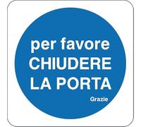 GLOBAL CARTELLO SEGNALETICO QUADRATO - PER FAVORE CHIUDERE LA PORTA - GRAZIE - Adesivo Extra Resistente, Pannello in Forex, Pannello In Alluminio (40 cm Lato, Adesivo)