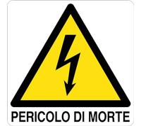 GLOBAL CARTELLO SEGNALETICO QUADRATO - PERICOLO DI MORTE - Adesivo Extra Resistente, Pannello in Forex, Pannello In Alluminio (30 cm Lato, Alluminio)