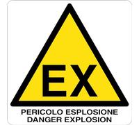 GLOBAL CARTELLO SEGNALETICO QUADRATO - PERICOLO ESPLOSIONE DANGER EXPLOSION - Adesivo Extra Resistente, Pannello in Forex, Pannello In Alluminio (2,5 cm Lato, Adesivo)