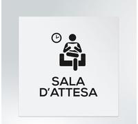 GLOBAL CARTELLO SEGNALETICO QUADRATO - Sala d'attesa mod 3 - segnale Adesivo Extra Resistente, Pannello in Forex, Pannello In Alluminio (Pannello in Plastica, 20 cm Lato)