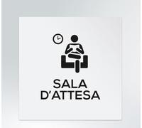 GLOBAL CARTELLO SEGNALETICO QUADRATO - Sala d'attesa mod 3 - segnale Adesivo Extra Resistente, Pannello in Forex, Pannello In Alluminio (Adesivo, 20 cm Lato)