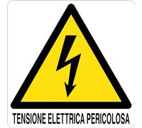 GLOBAL CARTELLO SEGNALETICO QUADRATO - TENSIONE ELETTRICA PERICOLOSA - Adesivo Extra Resistente, Pannello in Forex, Pannello In Alluminio (20 cm Lato, Adesivo)
