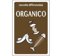 GLOBAL CARTELLO SEGNALETICO - RACCOLTA DIFFERENZIATA - ORGANICO - Adesivo Extra Resistente, Pannello in Forex, Pannello In Alluminio (Adesivo, 20x31 cm)