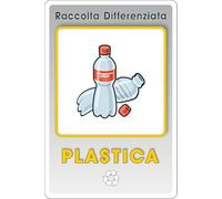 GLOBAL CARTELLO SEGNALETICO - RACCOLTA DIFFERENZIATA - PLASTICA - Adesivo Extra Resistente, Pannello in Forex, Pannello In Alluminio (Adesivo, 20x31 cm)