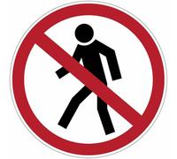 GLOBAL CARTELLO SEGNALETICO ROTONDO - Vietato ai pedoni - segnale Adesivo, Pannello in Forex, Pannello In Alluminio (Pannello in Plastica, 15 cm Lato)