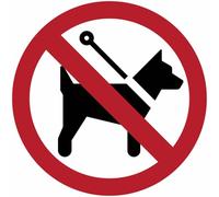 GLOBAL CARTELLO SEGNALETICO ROTONDO - Vietato l'ingresso ai cani anche se al guinzaglio - segnale Adesivo, Pannello in Forex, Pannello In Alluminio (Adesivo, 15 cm Lato)