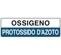 GLOBAL CARTELLO SEGNALETICO UNI - OSSIGENO - PROTOSSIDO D'AZOTO - SEGNALETICA PER BOMBOLE - Adesivo Extra Resistente, Pannello in Forex, Pannello In Alluminio (30x12 cm, Adesivo)