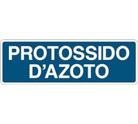 GLOBAL CARTELLO SEGNALETICO UNI - PROTOSSIDO D'AZOTO - SEGNALETICA PER BOMBOLE - Adesivo Extra Resistente, Pannello in Forex, Pannello In Alluminio (30x12 cm, Adesivo)