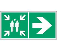 GLOBAL CARTELLO SEGNALETICO UNI - Punto di raccolta + direzione con freccia personalizzata - Segnale Adesivo, Pannello in Forex, Pannello In Alluminio (Pannello in Plastica, 30x12 cm)