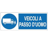 GLOBAL CARTELLO SEGNALETICO UNI - VEICOLI A PASSO D'UOMO - Adesivo Extra Resistente, Pannello in Forex, Pannello In Alluminio (30x12 cm, Alluminio)