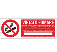 GLOBAL CARTELLO SEGNALETICO UNI - Vietato fumare, Art.1 L.n. 584 11 11 1975 - Segnale Adesivo, Pannello in Forex, Pannello In Alluminio (Pannello in Plastica, 30x12 cm)