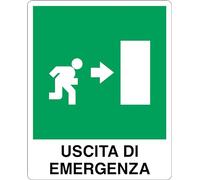 GLOBAL CARTELLO SEGNALETICO - USCITA DI EMERGENZA A DESTRA - Adesivo Resistente, Pannello in Forex, Pannello In Alluminio (30x42 cm, Alluminio)
