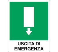 GLOBAL CARTELLO SEGNALETICO - USCITA DI EMERGENZA BASSO - Adesivo Extra Resistente, Pannello in Forex, Pannello In Alluminio (30x42 cm, Plastica)