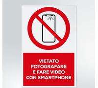 GLOBAL CARTELLO SEGNALETICO - vietato fotografare e fare video con lo smartphone - Segnale Adesivo Extra Resistente, Pannello in Forex, Pannello In Alluminio (Adesivo, 10x15 cm)