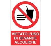 GLOBAL CARTELLO SEGNALETICO - VIETATO L'USO DI BEVANDE ALCOLICHE - Adesivo Extra Resistente, Pannello in Forex, Pannello In Alluminio (20x31 cm, Plastica)