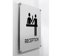 Global Cartello Targa in Alluminio Quadrato - Reception - Con Distanziali in acciaio inox (30x30 cm)