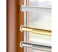 GLOBAL CORPORATION ASTINE A MOLLA PER TENDA A VETRO BIANCO ORO ARGENTO BACCHETTE ESTENSIBILE BASTONCINI A PRESSIONE PER TENDE TENDAGGI REGGITENDE A FINESTRA BASTONE (ARGENTO, 56-90 Centimetri)