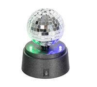 Global Gizmos 45839 - Mini sfera da discoteca, sfera a specchio illuminata, luci LED efficienti, diametro 3 pollici, perfetta per tavoli, feste per bambini e molto altro ancora, colore: argento