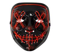 Global Gizmos 45989 - Maschera di Halloween con luci LED rosse, comoda imbottitura in schiuma, materiale leggero e resistente, 3 modalità di illuminazione