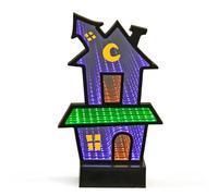Global Gizmos Haunted House Infinity Light/specchio di Halloween a doppia faccia/colori vivaci, funzionamento a batteria, 28 x 17 cm