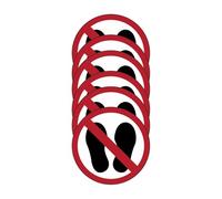 GLOBAL KIT DI 6 ADESIVI ROTONDI - Vietato calpestare o sostare in questa zona - Pittogramma ISO 7010 Con Stampa Diretta U.V. (IDEALE ANCHE PER ESTERNO) (15 cm)