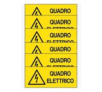 GLOBAL KIT DI 6 ADESIVI UNI - QUADRO ELETTRICO - Pittogramma ISO 7010 Con Stampa Diretta U.V. (IDEALE ANCHE PER ESTERNO) (8X3 CM)