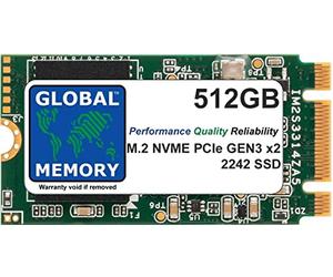 GLOBAL MEMORY 512 GB M.2 2242 PCIe Gen3 x2 NVMe B+M Key WWAN SSD per Lenovo Ideapad 3/530S/Thinkpad V15 P52S X280 T470P T480S T480 T495 LL 490 tonnellate 580