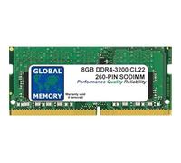 Global Memory - Memoria RAM DDR4 da 8 GB, 3200 MHz, PC4-25600, 260 PIN SODIMM per computer portatili/notebook