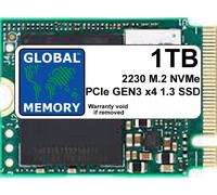 GLOBAL MEMORY Unità SSD M.2 2230 PCIe Gen3 x4 NVMe da 1 TB per Microsoft Surface 3/4 / Pro (X, 7+, 8, 9) / GO/STEAM DECK