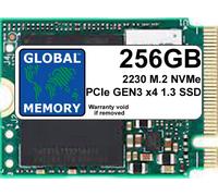 GLOBAL MEMORY Unità SSD M.2 2230 PCIe Gen3 x4 NVMe da 256 GB per Microsoft Surface 3/4 / Pro (X, 7+, 8, 9) / GO / Steam Deck