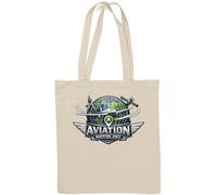 Global Navigation and Aviation Mapping Emblem Natural Cotton Tote Bag Bianco