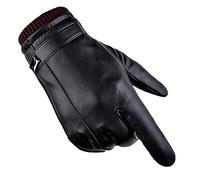 Global Park Inverno Guanti Uomo PU Pelle Touchscreen Caldo Vello Antivento Prova Freddo Termico Mittens Anti Scivolo per Attività All'aperto Ciclismo a Motore Caccia Campeggio Correre (XL)