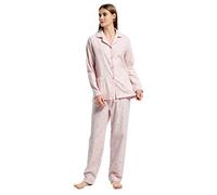Global - Pigiama da donna, 100% flanella di cotone, con bottoni frontali, pantaloni con coulisse, Paisley rosa., L