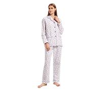 GLOBAL Pigiama Donna Flanella 100% Cotone, Bottoni Coulisse Autunno Inverno | Morbido e caldo, maniche lunghe, tessuto traspirante e delicato sulla pelle, ideale per la casa e relax quotidiano