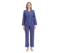 GLOBAL Pigiama Donna Flanella 100% Cotone, Bottoni Coulisse Autunno Inverno | Morbido e caldo, maniche lunghe, tessuto traspirante e delicato sulla pelle, ideale per la casa e relax quotidiano