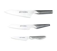 Global Set di 3 coltelli, 40° anniversario, edizione limitata, 2 coltelli da chef orientali e coltello Kiritsuke, lame in acciaio inox giapponese di alta qualità, realizzati in Giappone