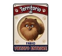 Global Targa Cartello in plexiglass Personalizzato - Vietato entrare Territorio di Cane - Con Distanziali in acciaio inox, Stampa UV (Plexiglass, 15x21 cm)
