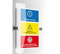 Global Targa Cartello in plexiglass - Quadro elettrico, qui non usare acqua - Con Distanziali in acciaio inox (10x15 cm)